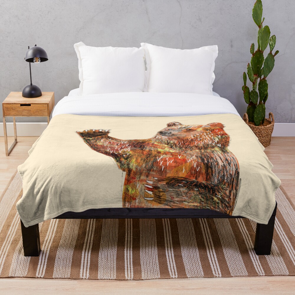 "Bear" Throw Blanket by martinascott Redbubble