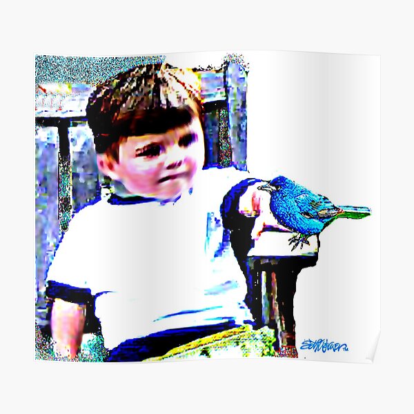 Bluebird On A Bench Poster