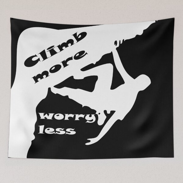 Artikelvorschau, climb more worry less entworfen und verkauft von climbing-tees.