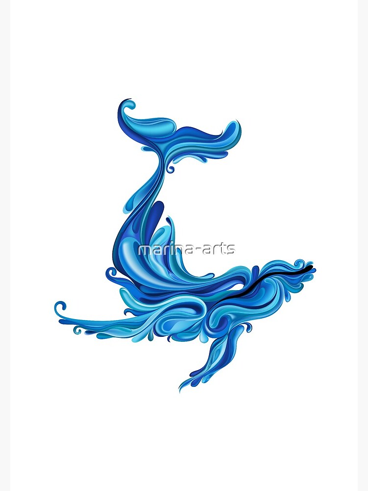 Abstract vector blue whale made of patterns and drops of water Journal