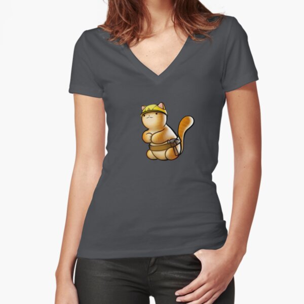 Geology Cat - cutout Fitted V-Neck T-Shirt