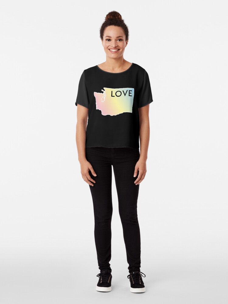Alternate view of Pastel Rainbow Washington State Love Chiffon Top