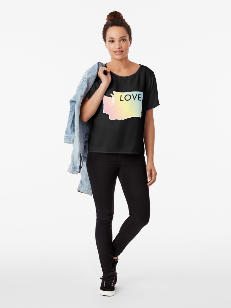 Alternate view of Pastel Rainbow Washington State Love Chiffon Top