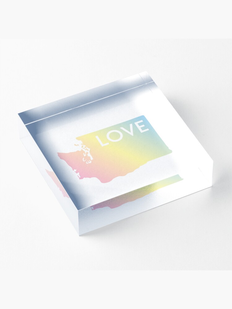 Alternate view of Pastel Rainbow Washington State Love Acrylic Block