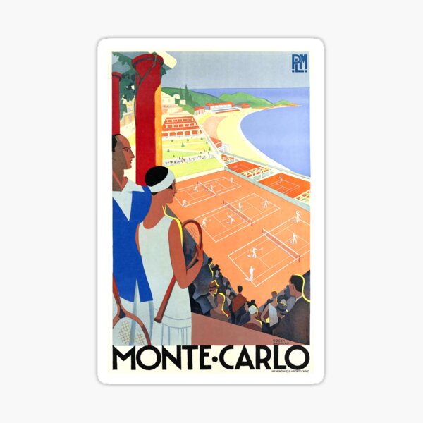 Artikel-Vorschau von 1930 Monte-Carlo Tennis Monaco PLM Reiseplakat, designt und verkauft von retrographics.