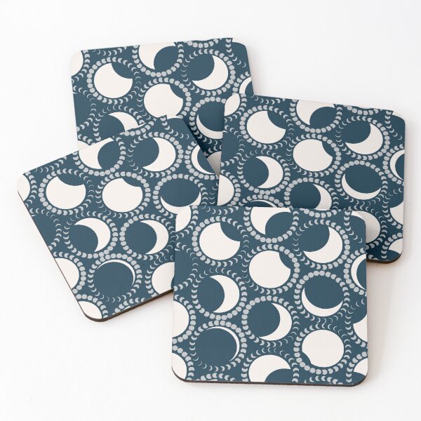 Item preview, Moon Phases Pattern in Midnight and Cream designed and sold by rocketandindigo.