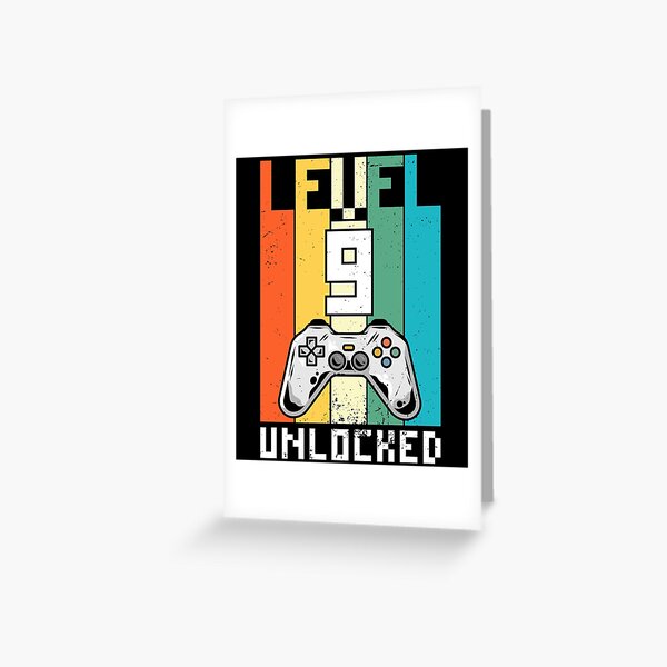 Level 9 Unlocked Funny 9th Birthday Gift for Video Gamers Greeting Card