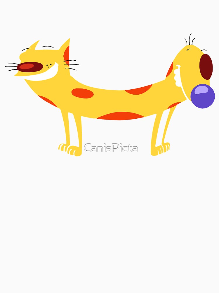 Thumbnail 7 of 7, Classic T-Shirt, "Catdog"  Cartoon, Cat, Dog, Funny, Yellow, Mustard, Pet, Silly, 90s, Silly, Humor, Nineties, Pets, Hybrid designed and sold by CanisPicta.