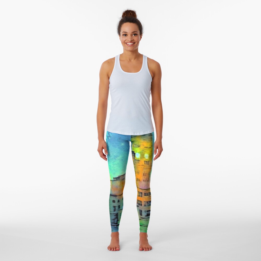 Clock Tower in Rain Leggings