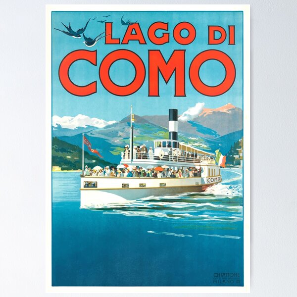 Item preview, 1900 Italy Lake Como Travel Poster designed and sold by retrographics.
