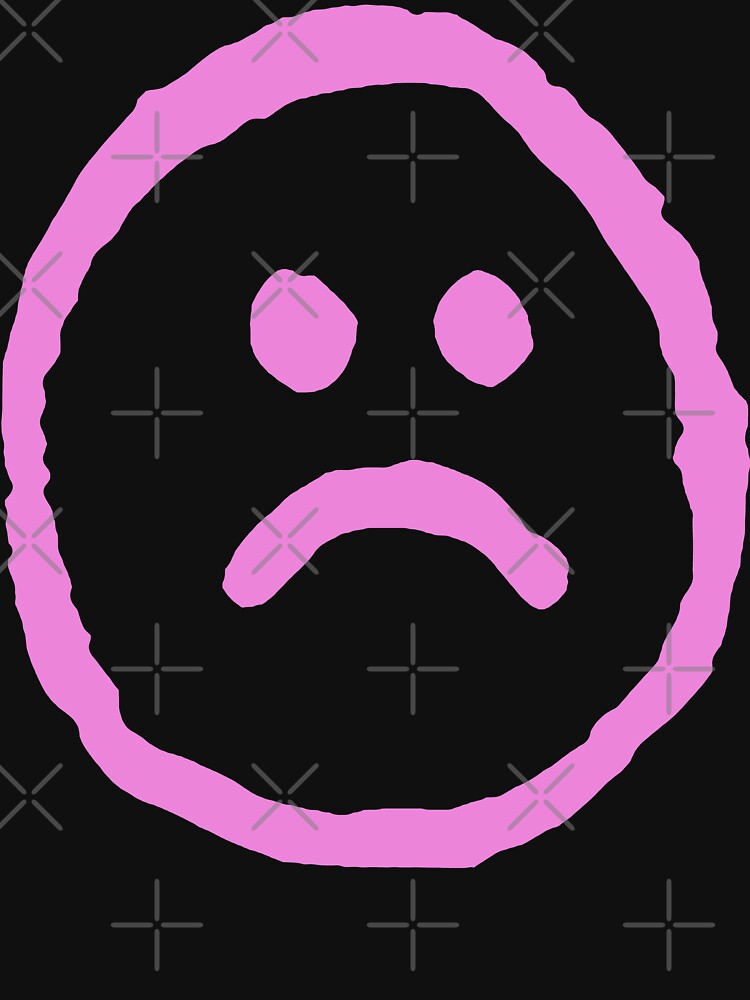 Lil Peep Style Sad Face Tattoo Pink