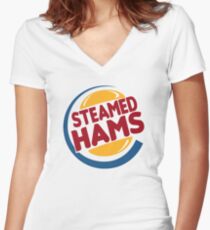 Steamed Hams Women's Fitted V-Neck T-Shirt