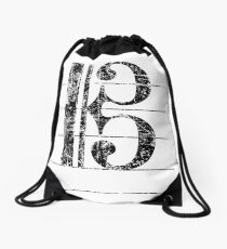 Tenor Clef Vintage Black Drawstring Bag