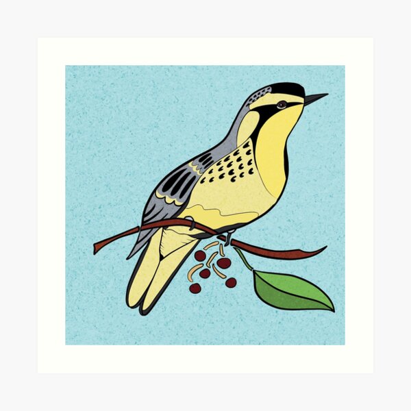Yellow Bird Yellow-Throated Warbler Songbird 4 of 9 Art Print
