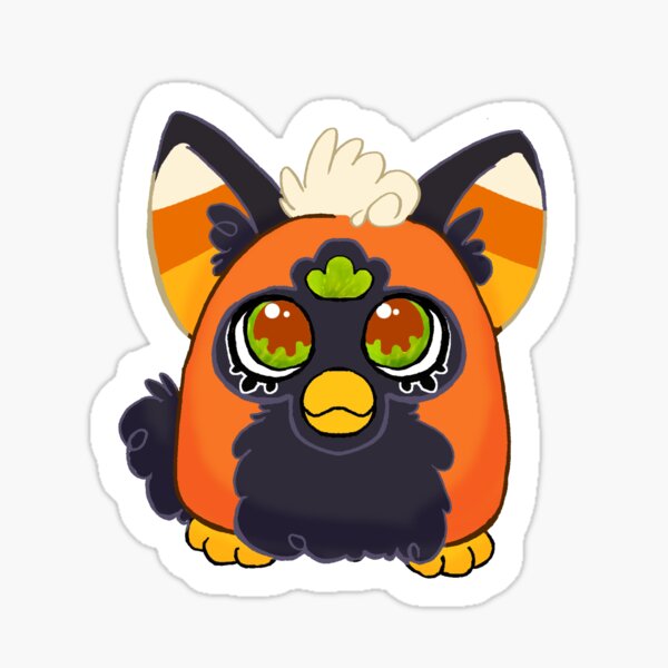 Furby Halloween Candy Corn Caramel Apple Sticker