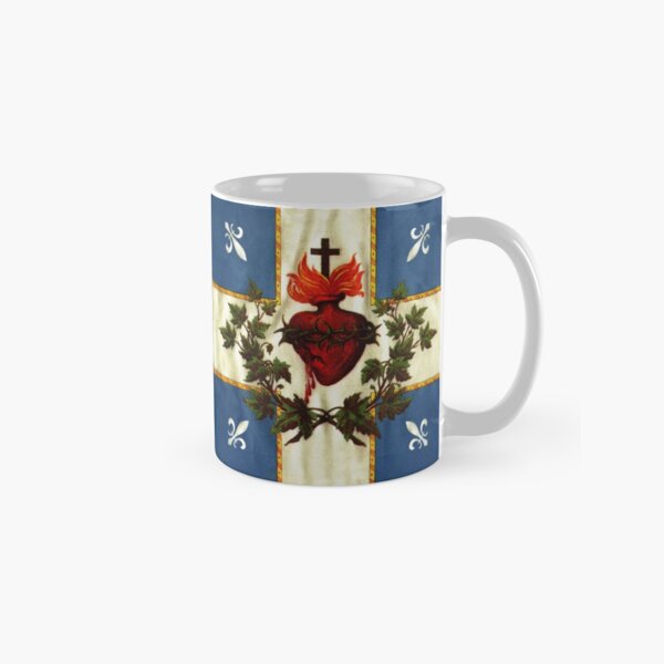 Quebec flag drapeau Québec Patriote Carillon Sacré-Cœur Christian Catholic old vintage edition with fleurs de lys no yellow frame HD HIGH QUALITY Classic Mug