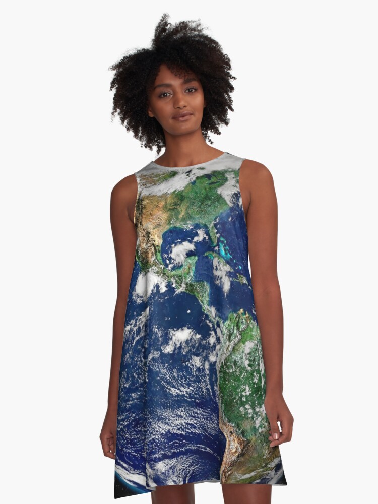 A-Line Dress, Earth from Space designed and sold by Alondra