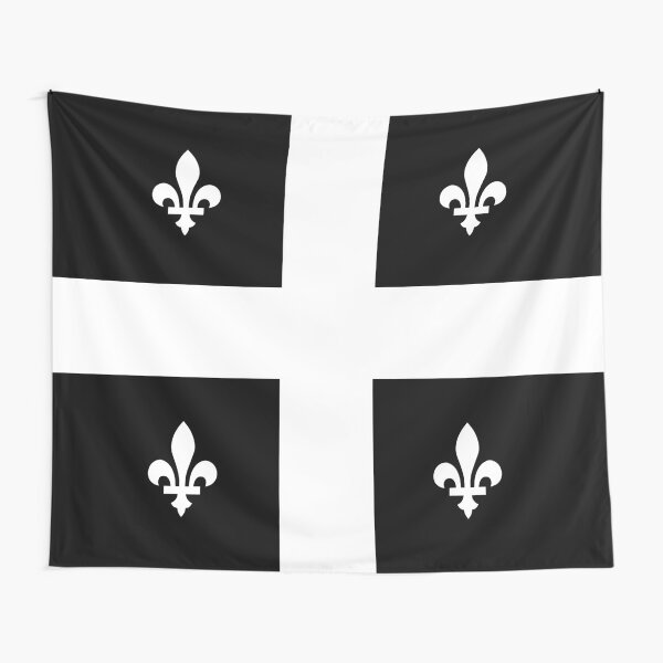 Discover Quebec flag black and white fleurs de lys HD High Quality Online Store Tapestry