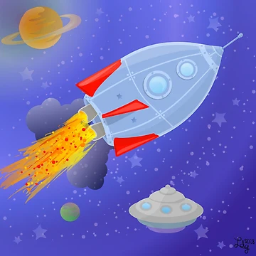 Artwork thumbnail, Interstellar Rocketship by elledeegee