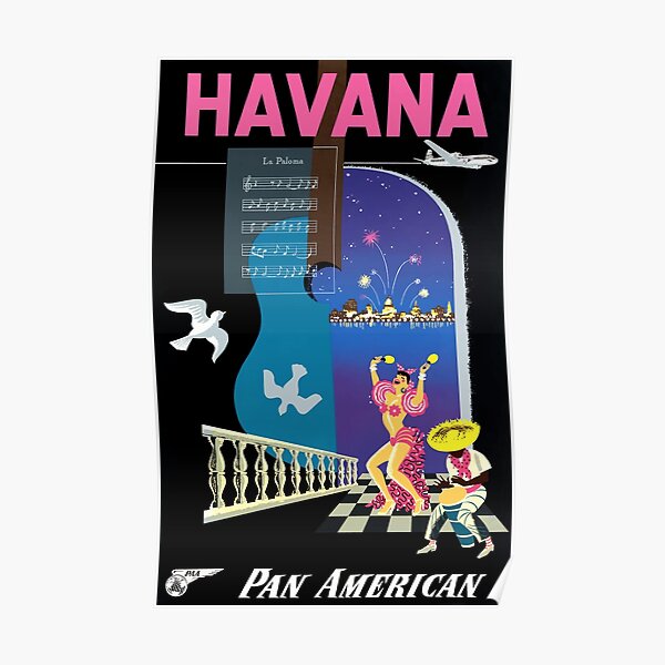 1948 Havana Pan American Airlines Cuba Travel Poster Poster