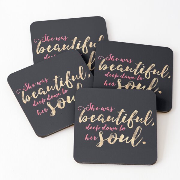 Item preview, "She was beautiful" inspiring quote | Gold Foil & Watercolor  designed and sold by ABdigitaldesign.