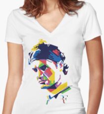 Roger Federer art Women's Fitted V-Neck T-Shirt