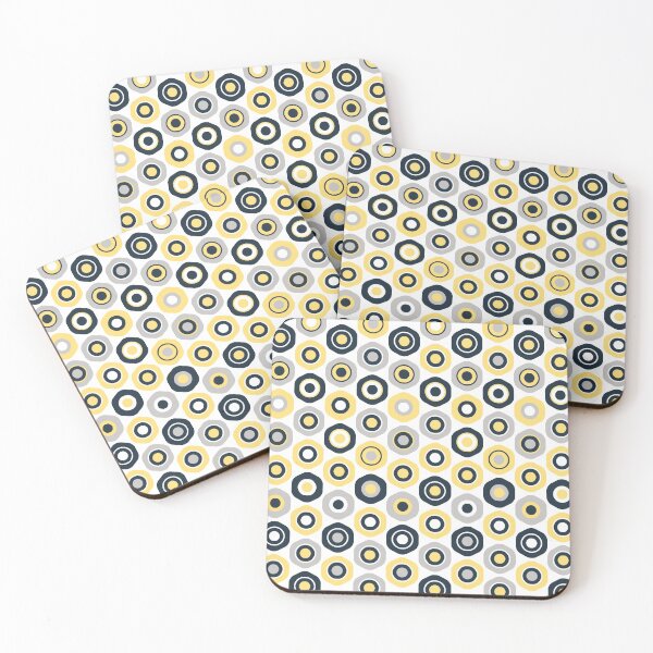 Item preview, Buttons Geometric Pattern in Yellow, Navy Blue, Grey, and White designed and sold by kierkegaard.