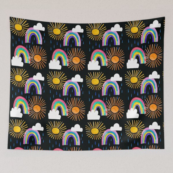 Item preview, Rainbow, clouds, sun, rain in colorful water colors  designed and sold by Scandi Shop .