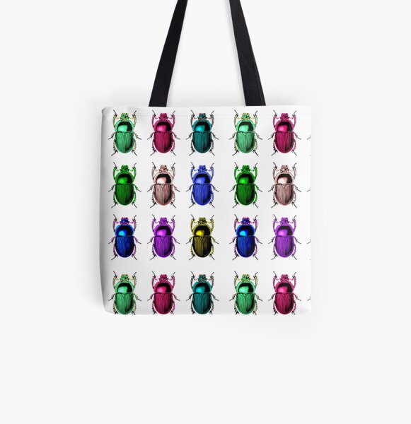 Neon Beetles Novelty Pattern All Over Print Tote Bag