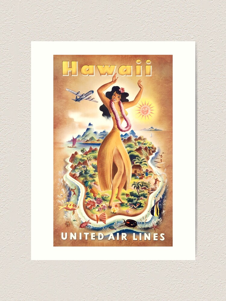 1950s Hawaii United Airlines Travel Poster