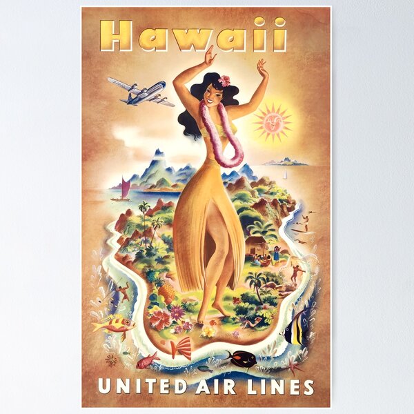 1950/60s ハワイポスター United Airline Poster - 印刷物