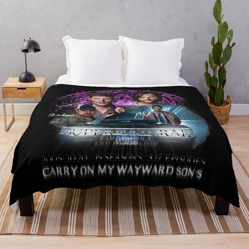 Limited Edition Supernatural Family dont end with Blood Season 15SW Throw Blanket