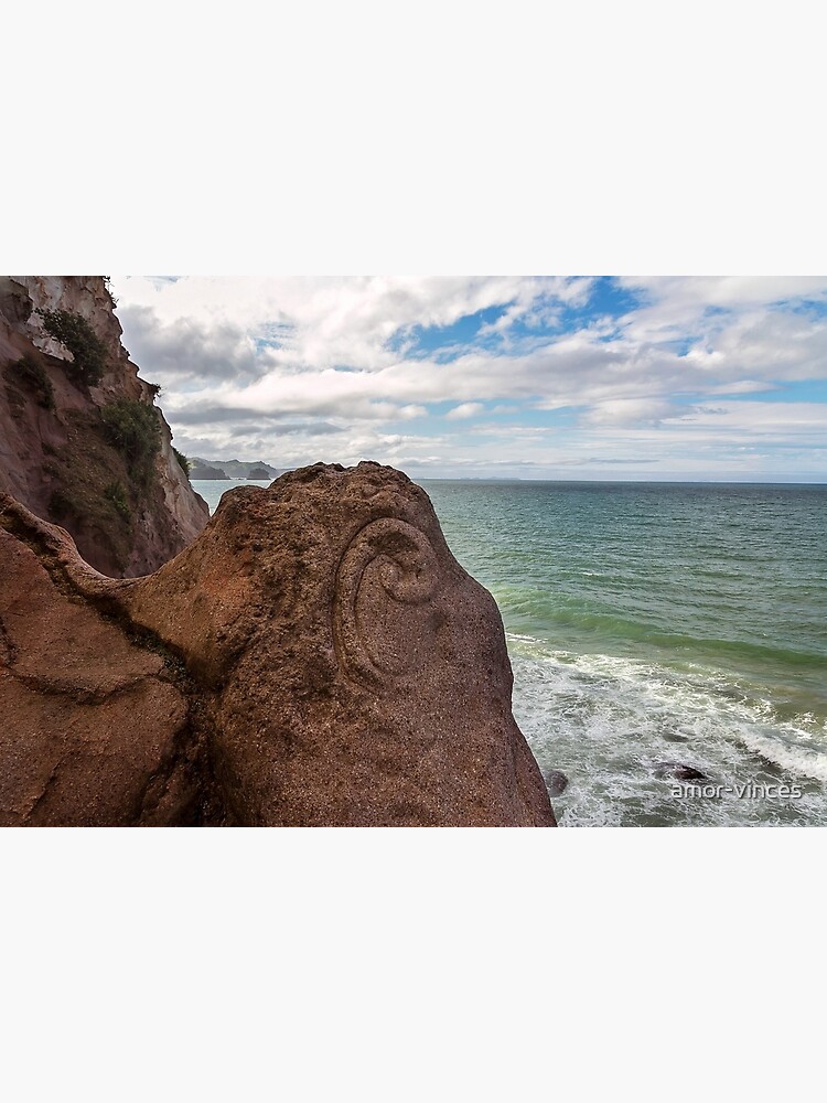 Koru on rock, Whiritoa, New Zealand