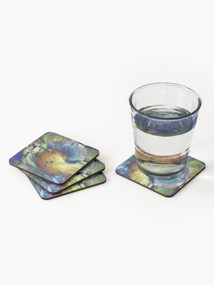 Alternate view of New Year's Eve - fluid acrylic painting, digital art Coasters (Set of 4)