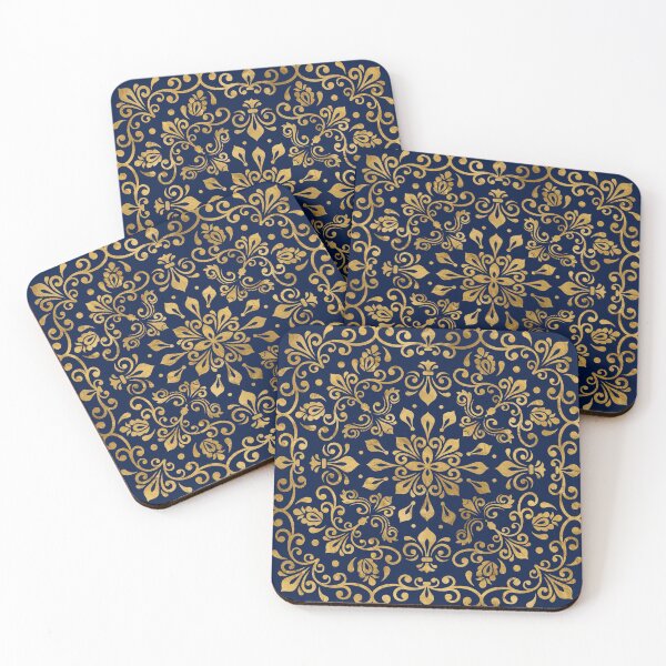 Item preview, Oriental Damask Ornament - Gold on dark blue #2 designed and sold by Nartissima.
