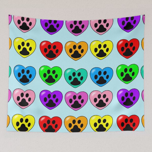 Item preview, Rainbow paw print hearts designed and sold by Melanie Jeyakkumar.