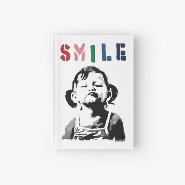 Banksy graffiti Quote SMILE with girl not smiling Girl Power resistance HD HIGH QUALITY ONLINE STORE Hardcover Journal