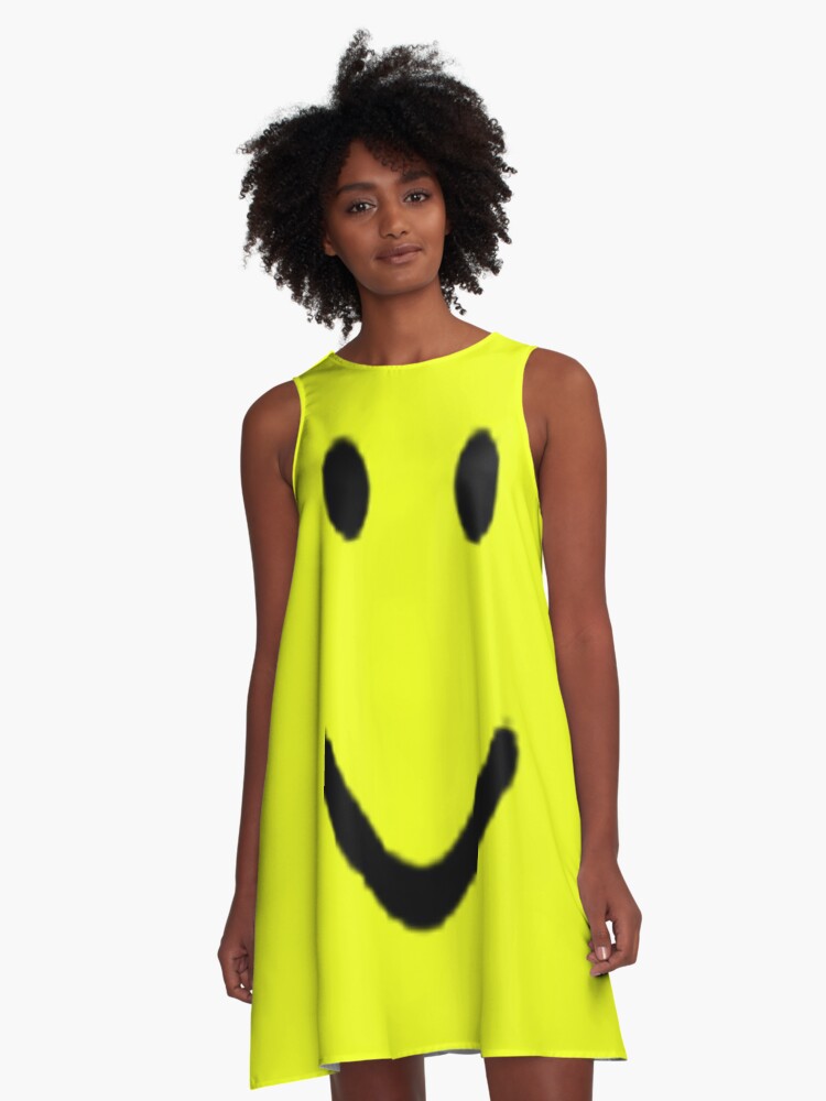 Roblox Halloween Noob Face Costume Smiley Positive Gift A Line Dress By Smoothnoob Redbubble - halloween costume ideas roblox