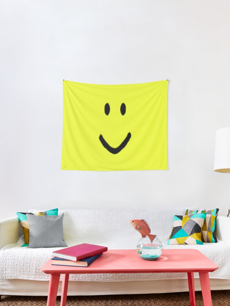 Roblox Halloween Noob Face Costume Smiley Positive Gift Tapestry By Smoothnoob Redbubble - roblox bighead outfits