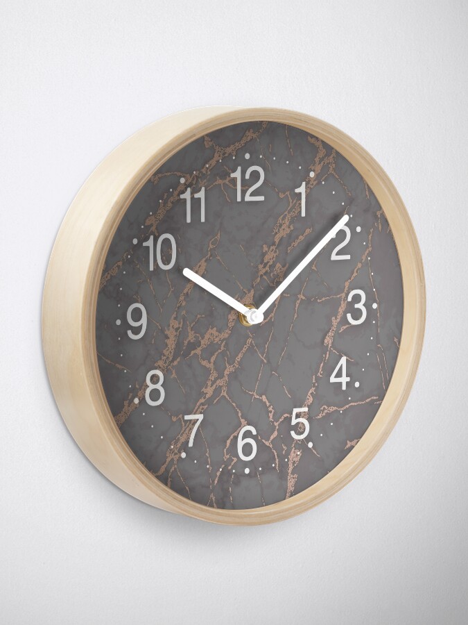 Alternate view of Rose Gold Marble Old vintage pinkish gray with bronze veins intrusions texture floor background print luxury real marble HD ONLINE STORE Clock