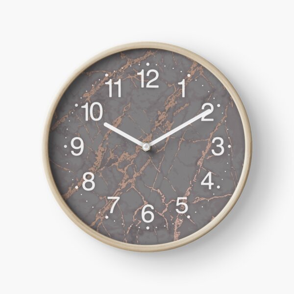 Rose Gold Marble Old vintage pinkish gray with bronze veins intrusions texture floor background print luxury real marble HD ONLINE STORE Clock