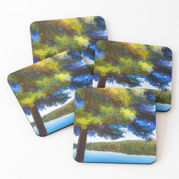 Item preview, Sun and Shade Pine Tree On the Lake - Colorful Autumn Impressions designed and sold by Georgia Mizuleva.