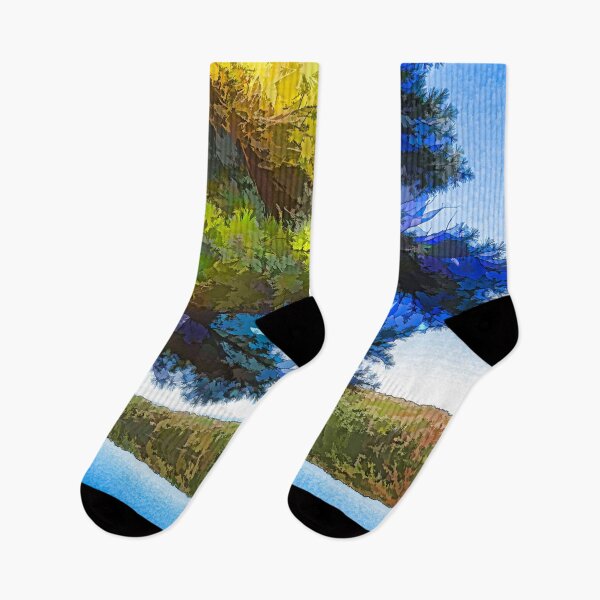 Item preview, Sun and Shade Pine Tree On the Lake - Colorful Autumn Impressions designed and sold by Georgia Mizuleva.