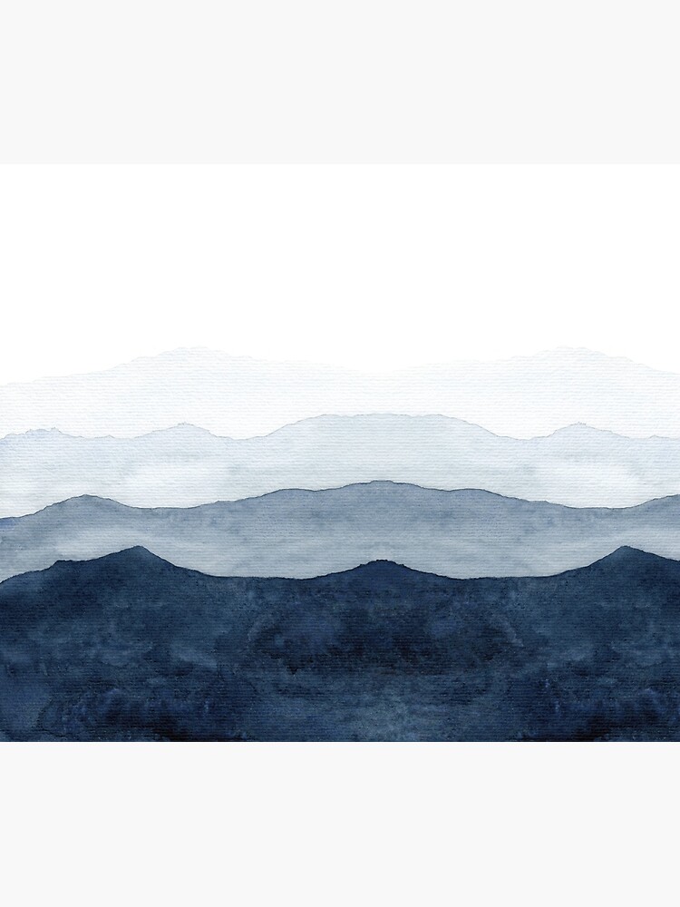 Discover Mountains Ombre | Indigo Abstract Watercolor Shower Curtain