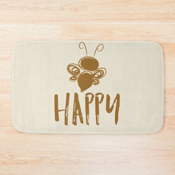 Artikelvorschau, Motivational Inspirational and Positive quote - bee happy typography text art by Word Fandom - wordfandom entworfen und verkauft von Kerry Pritchard.