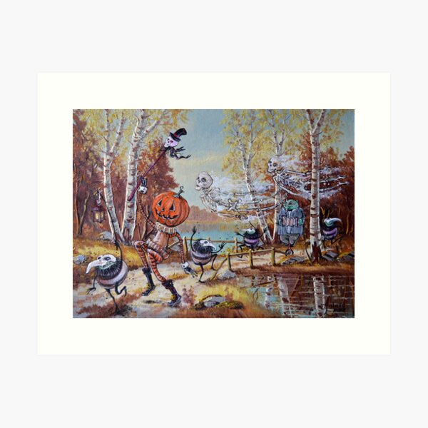 Hallowe'en Comes to Town Art Print