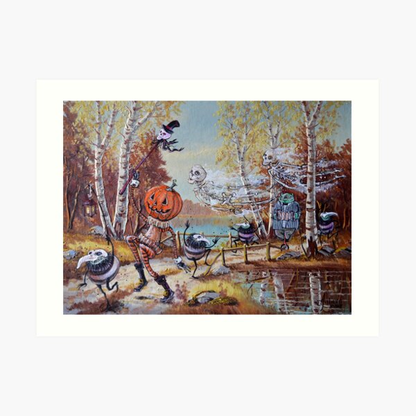Hallowe'en Comes to Town Art Print