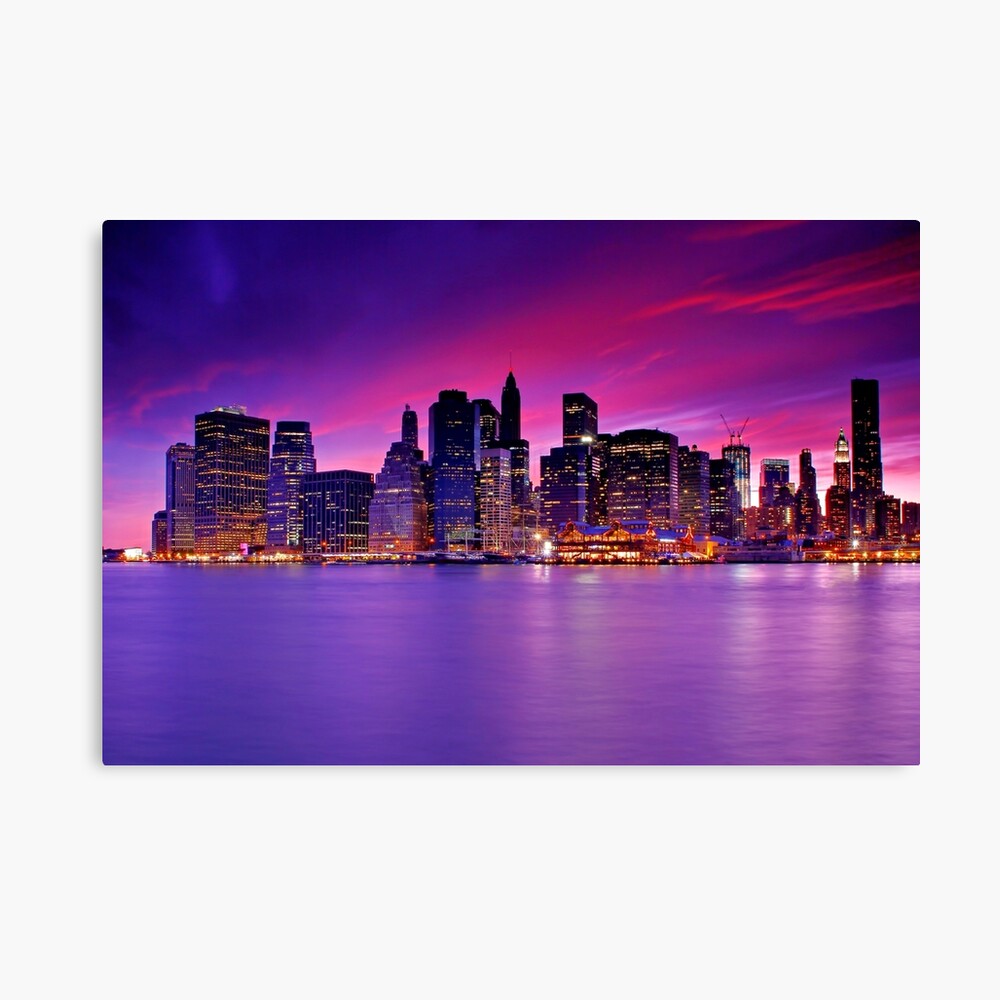 New York City Night Skyline Cityscape View Wall Art Poster Matte//Photo Luster