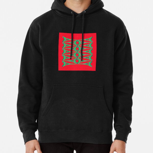 Eiffel Stack - Green on Red Pullover Hoodie
