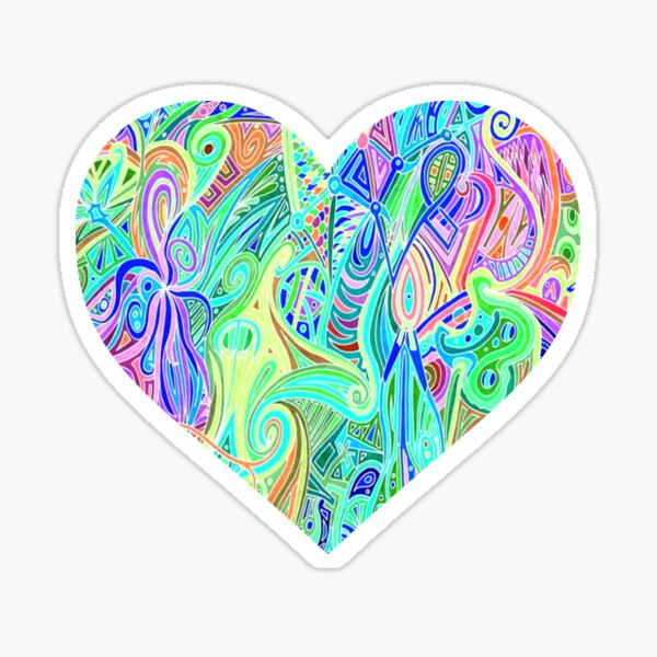 Extreme Neon Glow Black Light Rave Heart Party Sticker